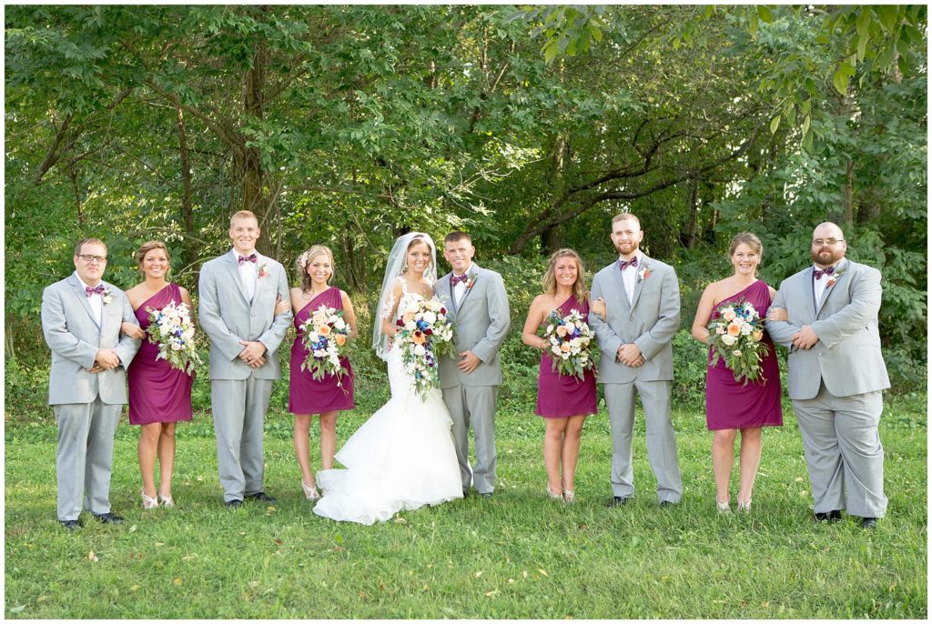 purple and gray wedding party