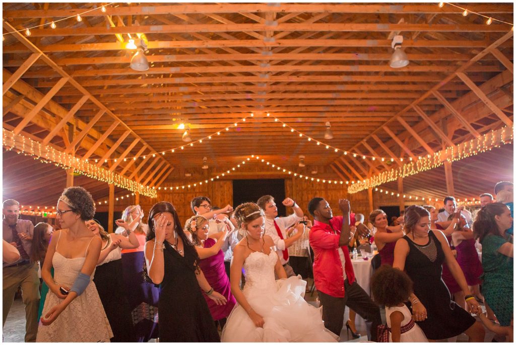 Reception dancing in a barn