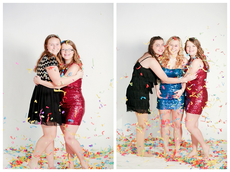 confetti new years group photo shoot